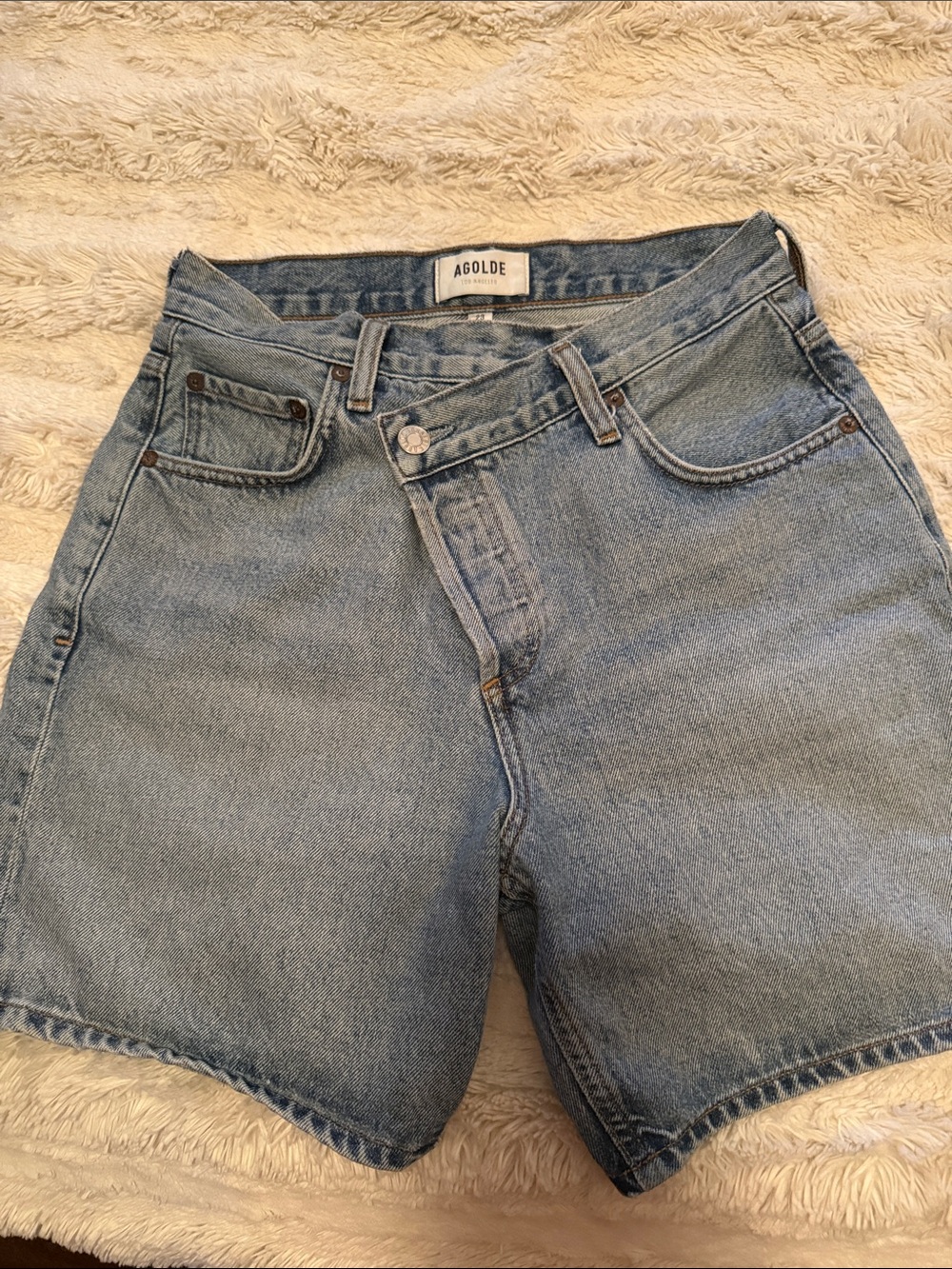 Agolde Light Wash Denim Jean Shorts - Criss Cross Jeans